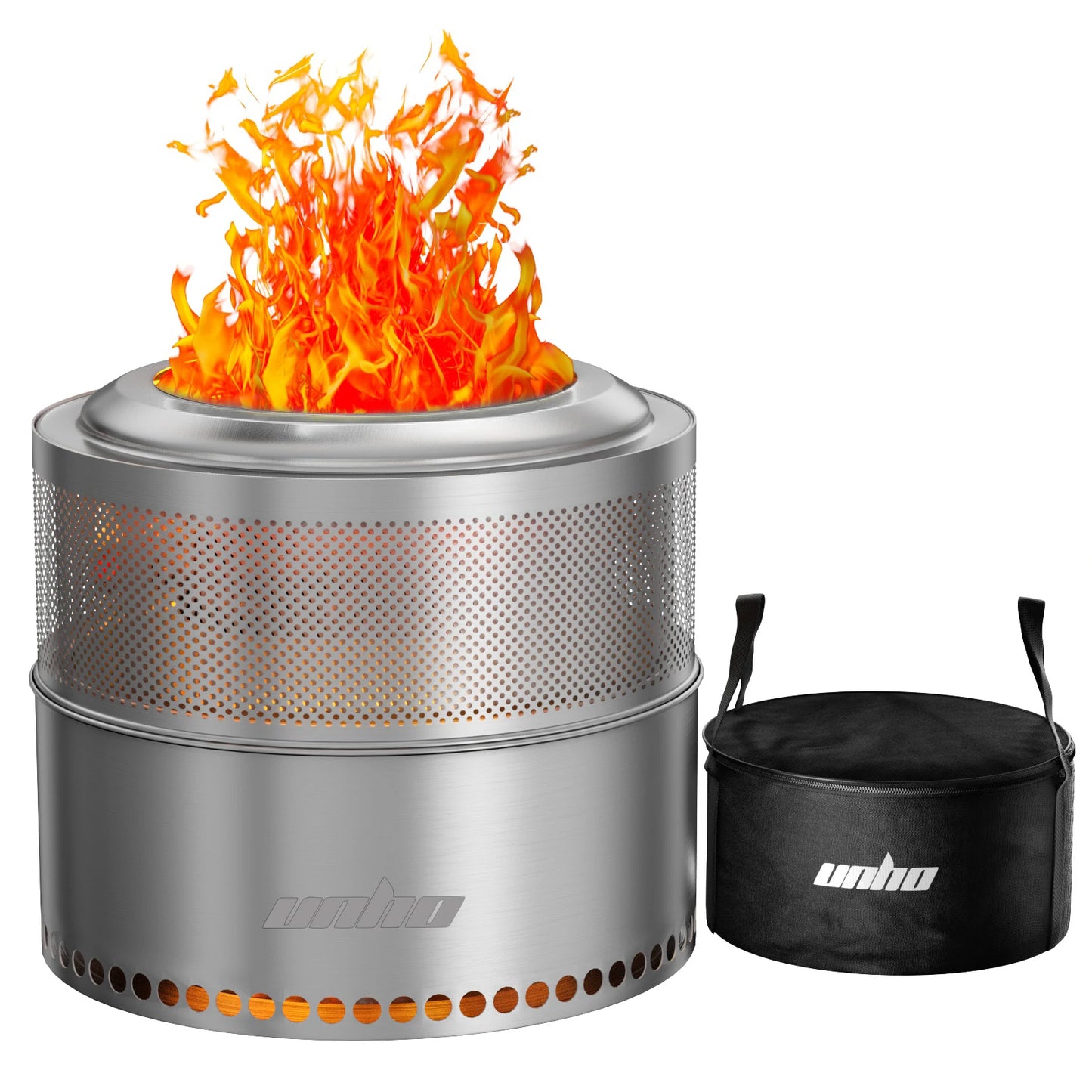 Wood Burning Fire Pit Stainless Steel Smokeless Outdoor Camp Stove Carry Bag