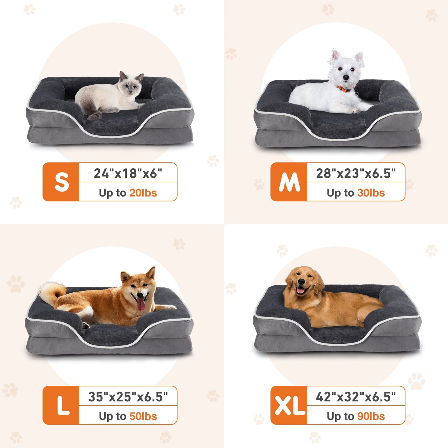 JHK Orthopedic Memory Foam Dog Bed For Small Dogs And Cats With Removable Cover