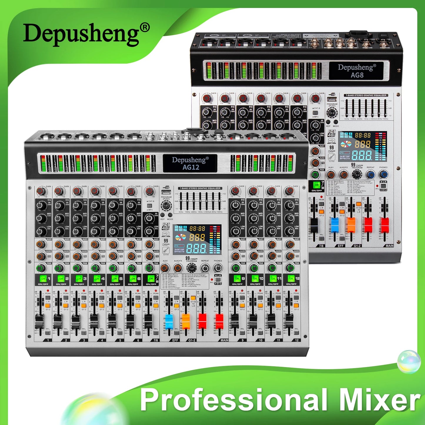 Depusheng 12 Channel Professional Audio Mixer With USB MP3