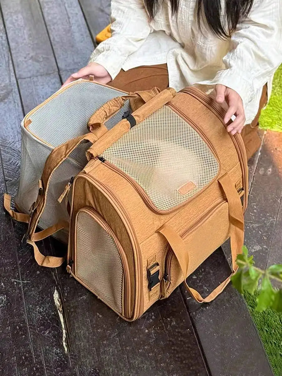 Pet bag, cat bag, portable pet carrier, pet carrier backpack, portable cat carrier - soft-sided cat carrier for medium-sized cats and small dogs up to 15 pounds, pet carrier bag