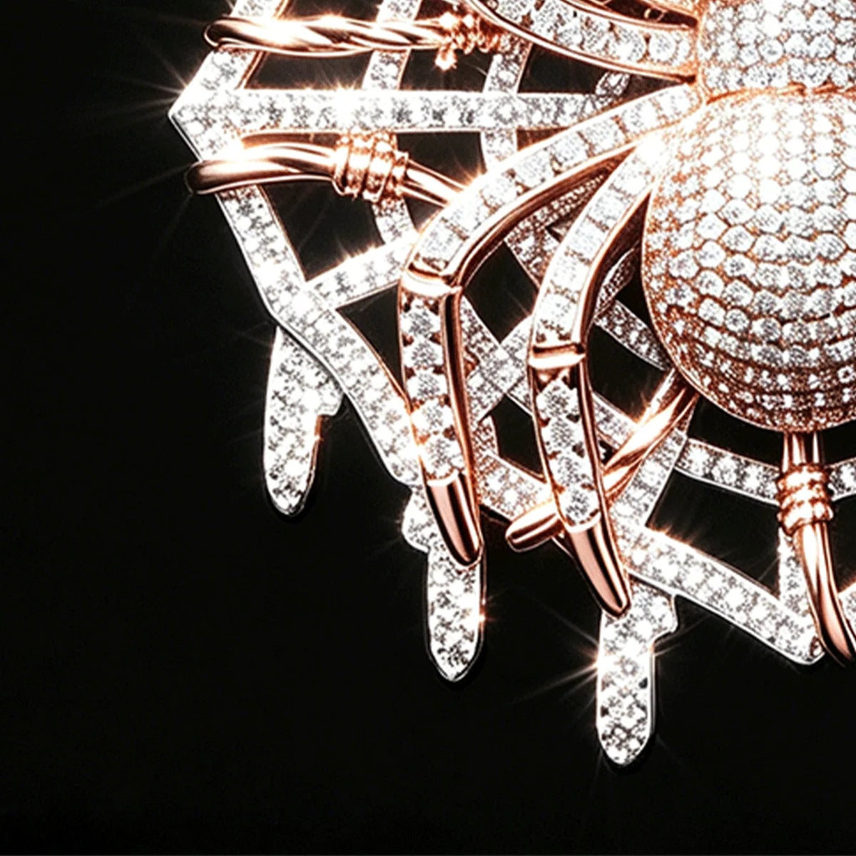 Lyee Cyee Spider Web Pendant Cubic Zirconia Hip Hop Bling