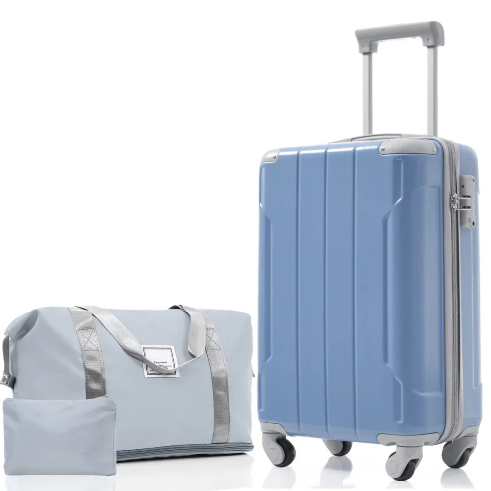 Three Piece Carry On Luggage Set With Spinner Wheels ABS Hardside