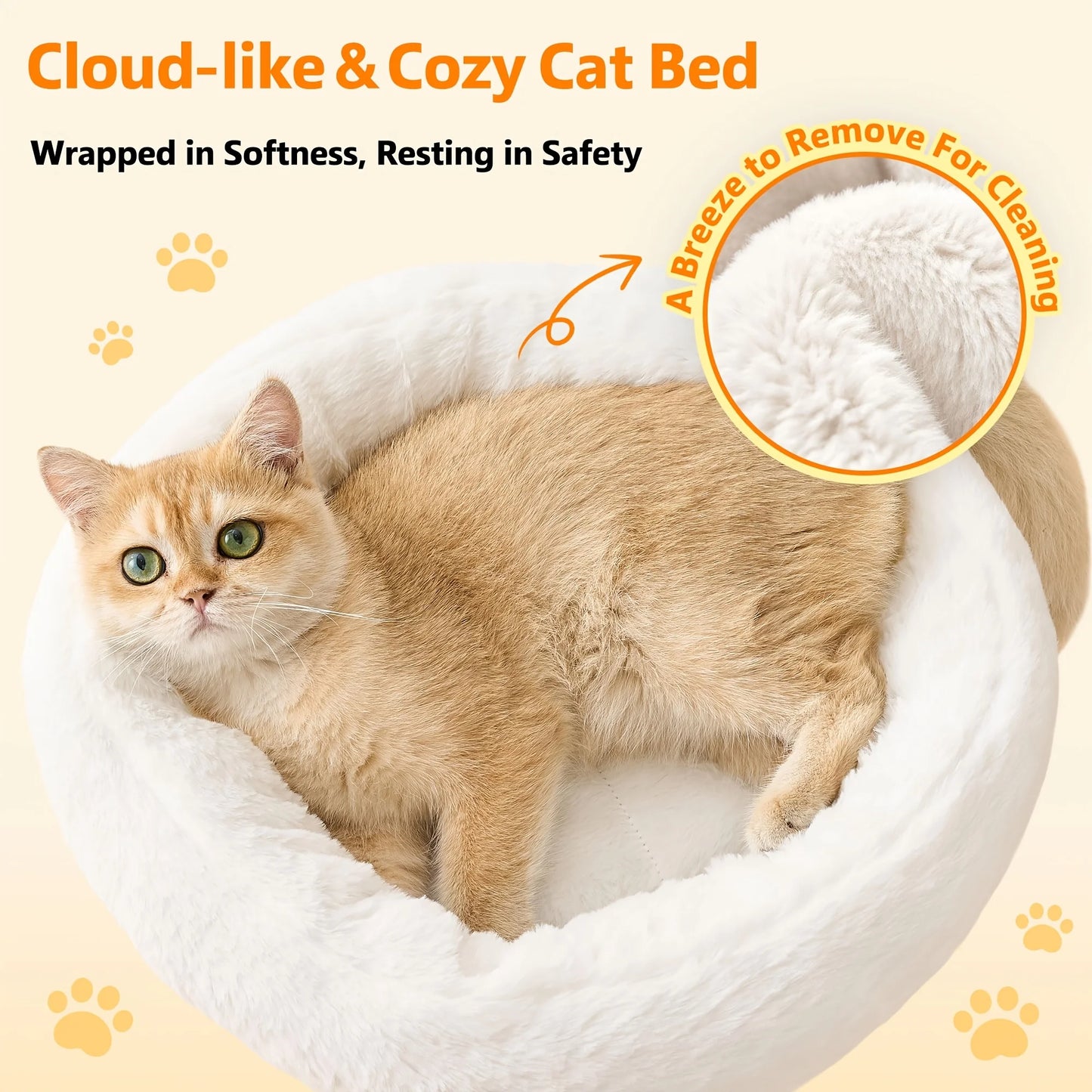 Modern Cat Tree for Indoor Small & Medium Cats, 36" Cat Tower with Scratching Posts, 2 Cozy Cat Caves, Top Perch, Dangling Balls, Washable Cushions, Space-Saving Cat Condo, Brown