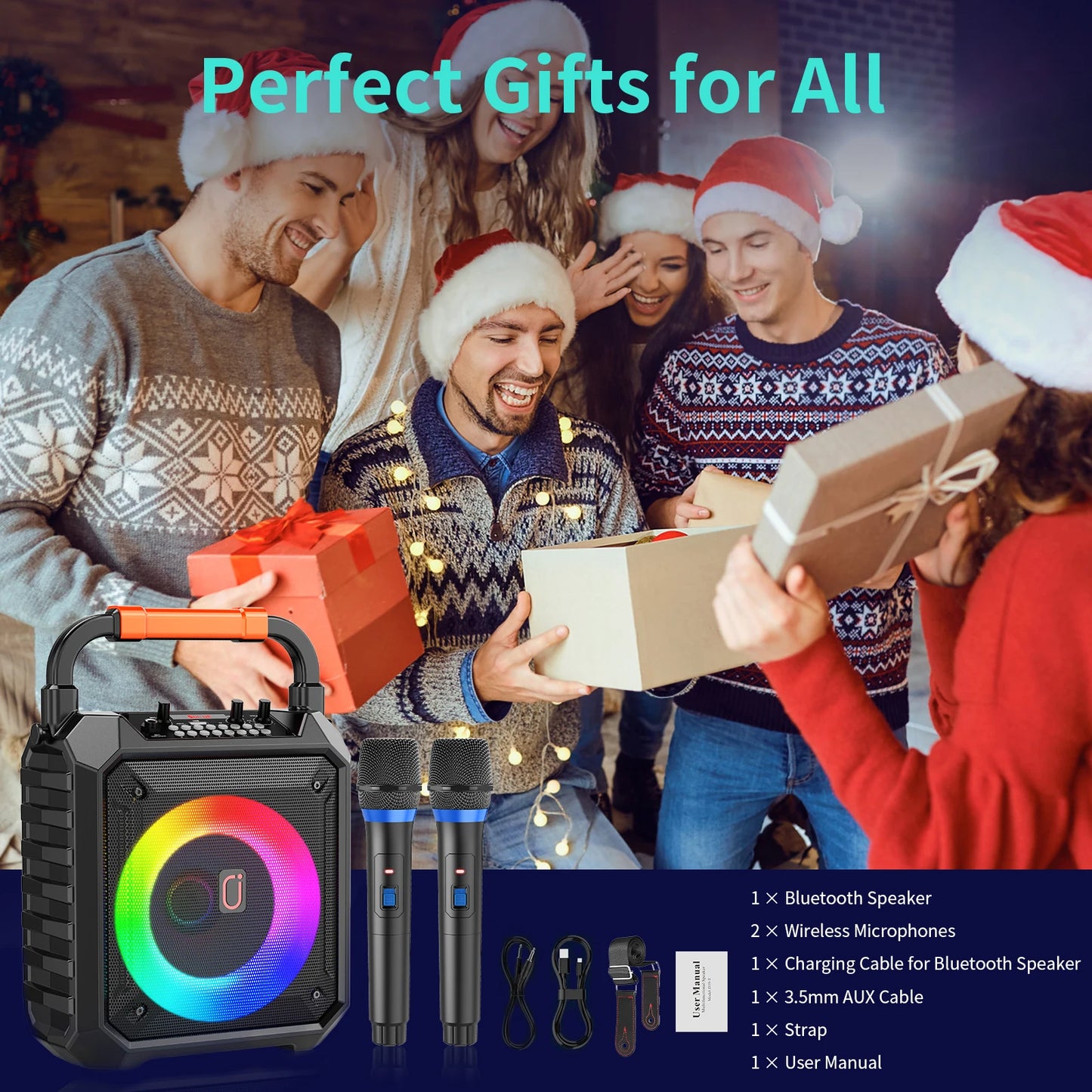 FanFun T17T Wireless Bluetooth Karaoke Speaker With Two Microphones