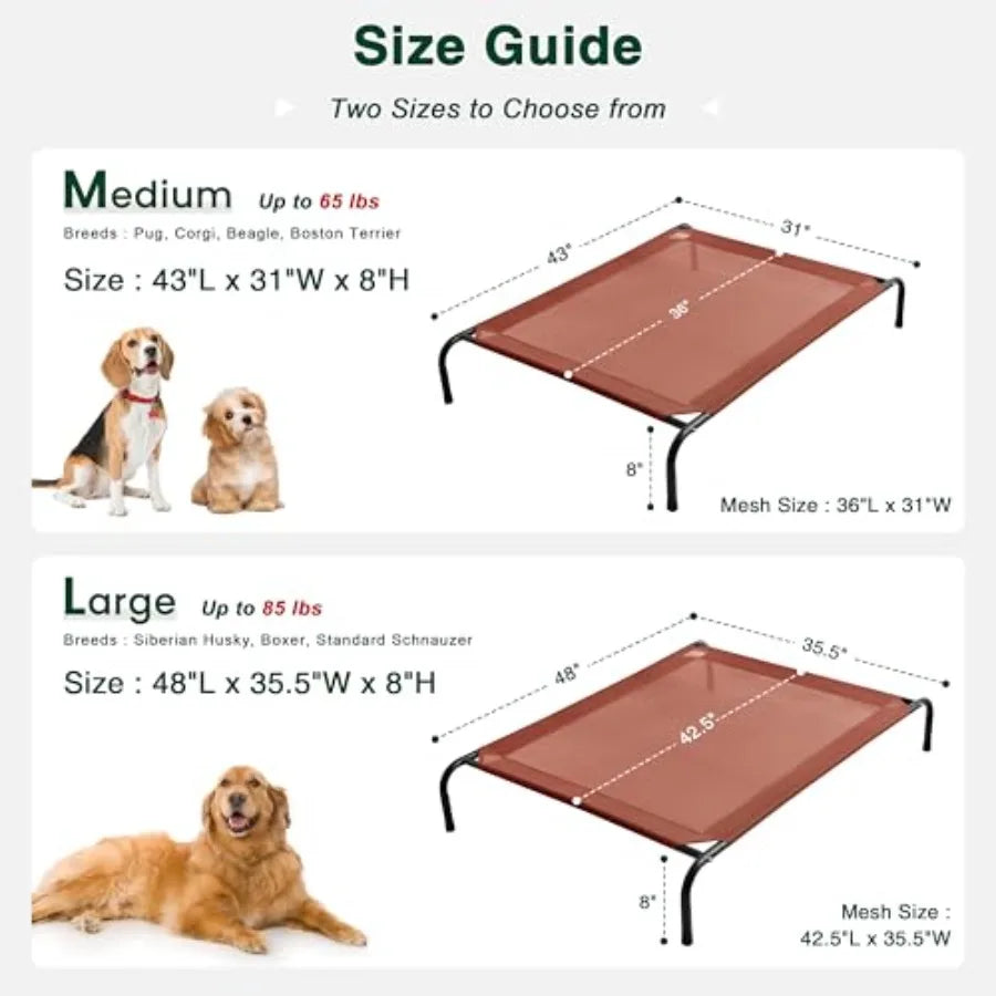 Elevated Cooling Dog Bed for Large Dogs Portable Indoor Outdoor Raised Pet Cot Breathable Frame