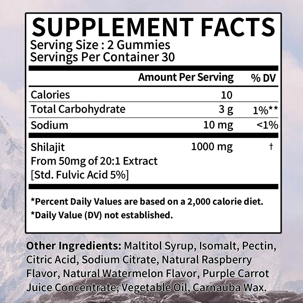 SOOMIIG Organic Himalayan Shilajit Gummies For Energy Brain Health
