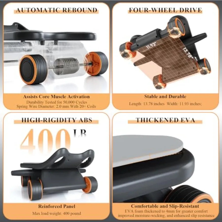 Abdominal Exercise Roller With Elbow Support And Knee Pad