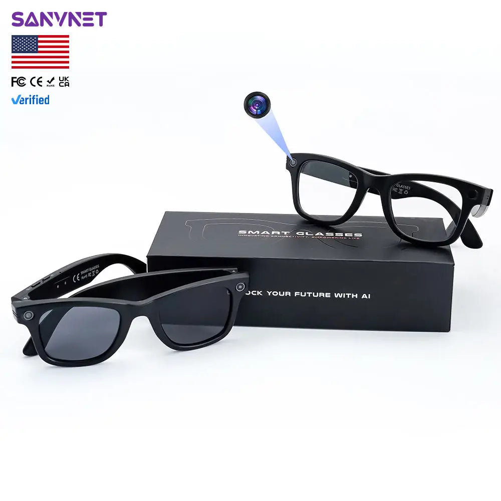 GS4 Max Smart Glasses Dual Lenses 8MP 1080p Video Camera