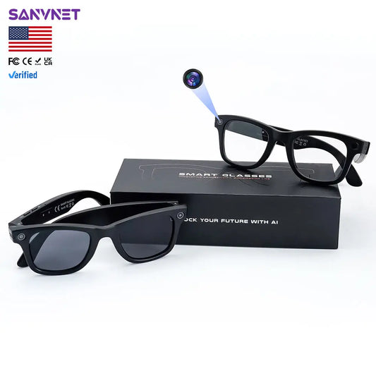 GS4 Max Smart Glasses Dual Lenses 8MP 1080p Video Camera