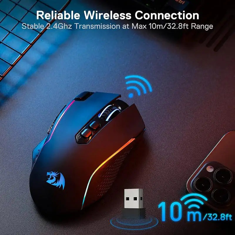 Redragon M810 Pro Wireless Gaming Mouse With 8 Macro Buttons
