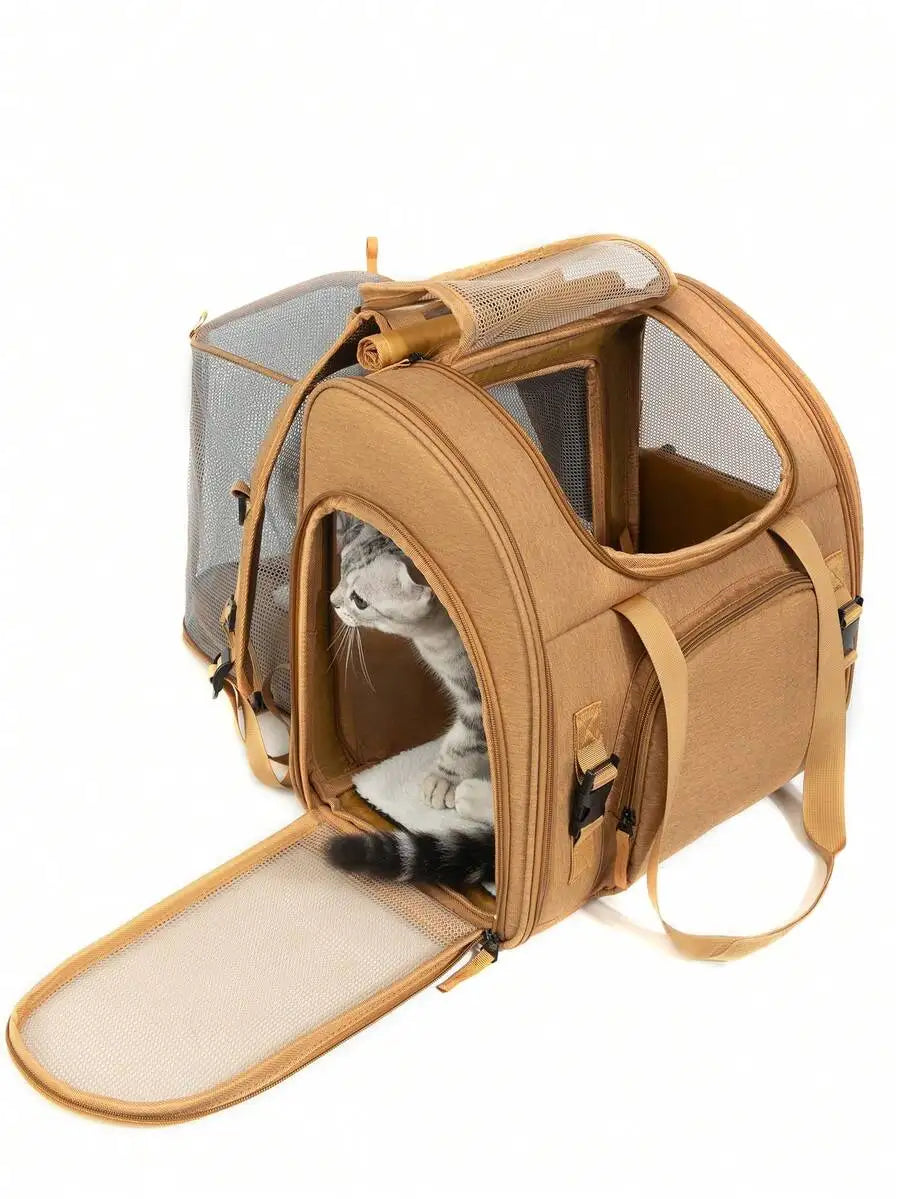 Pet bag, cat bag, portable pet carrier, pet carrier backpack, portable cat carrier - soft-sided cat carrier for medium-sized cats and small dogs up to 15 pounds, pet carrier bag