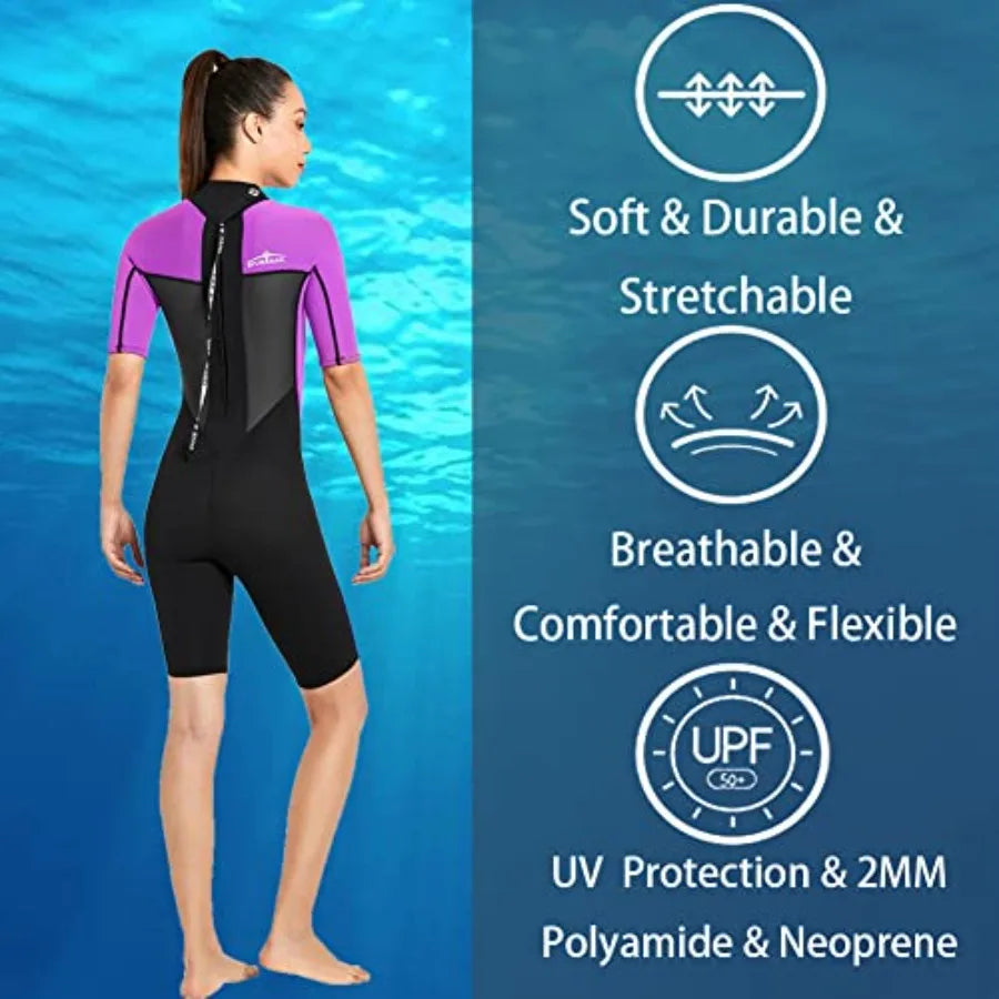 Unisex 2mm Neoprene Shorty Wetsuit For Diving Surfing Snorkeling Kayaking Thermal Protection