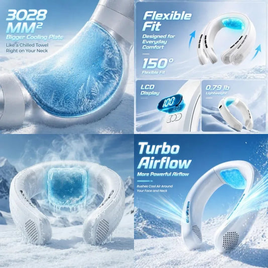 Neck Air Conditioner With Semiconductor Cooling Plate Wearable Neck Fan