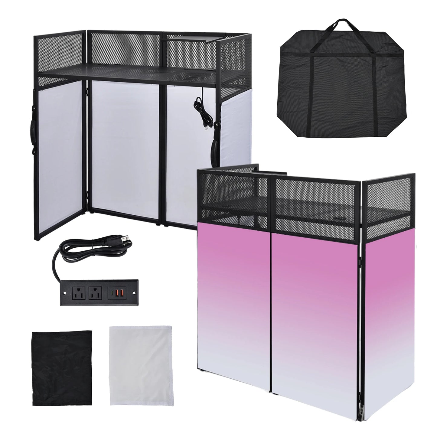 Height Adjustable Portable DJ Booth With Casters Recording Mixer Table