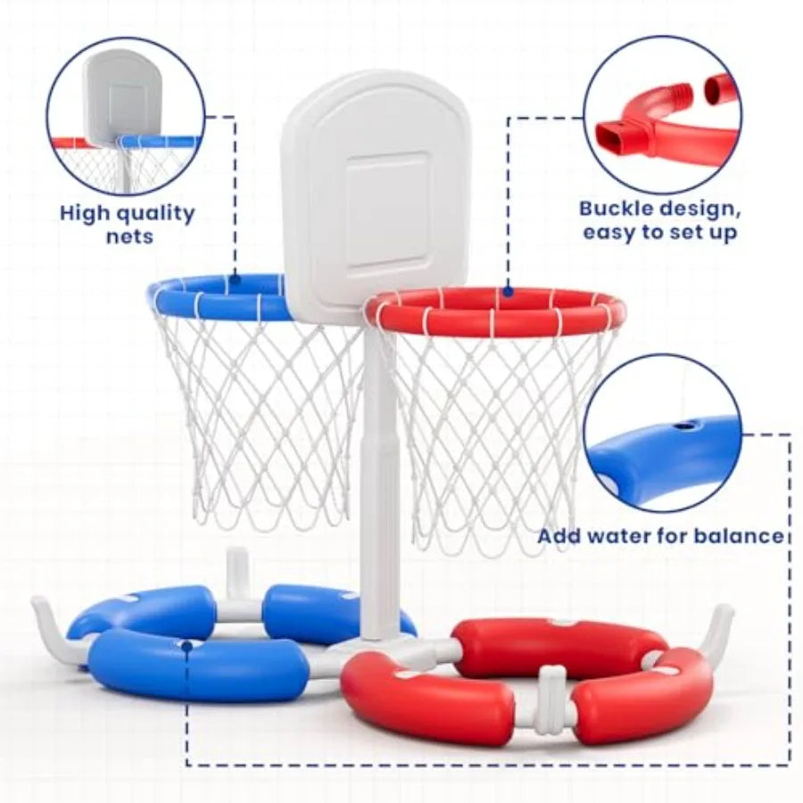 Floating Pool Basketball Hoop 2 In 1 Ring Toss Game For Two Players Ultimate Summer Outdoor Water Toys