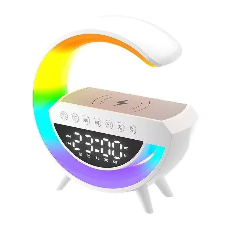 Multifunctional Desk Clock - RGB Smart Ambient Speaker, Bluetooth Speaker, Wireless Bedside Charger, Digital Smart Device, Rechargeable Wireless Unit, Lightweight Portable Audio for Bedroom & Children's Room Decor, Bluetooth
