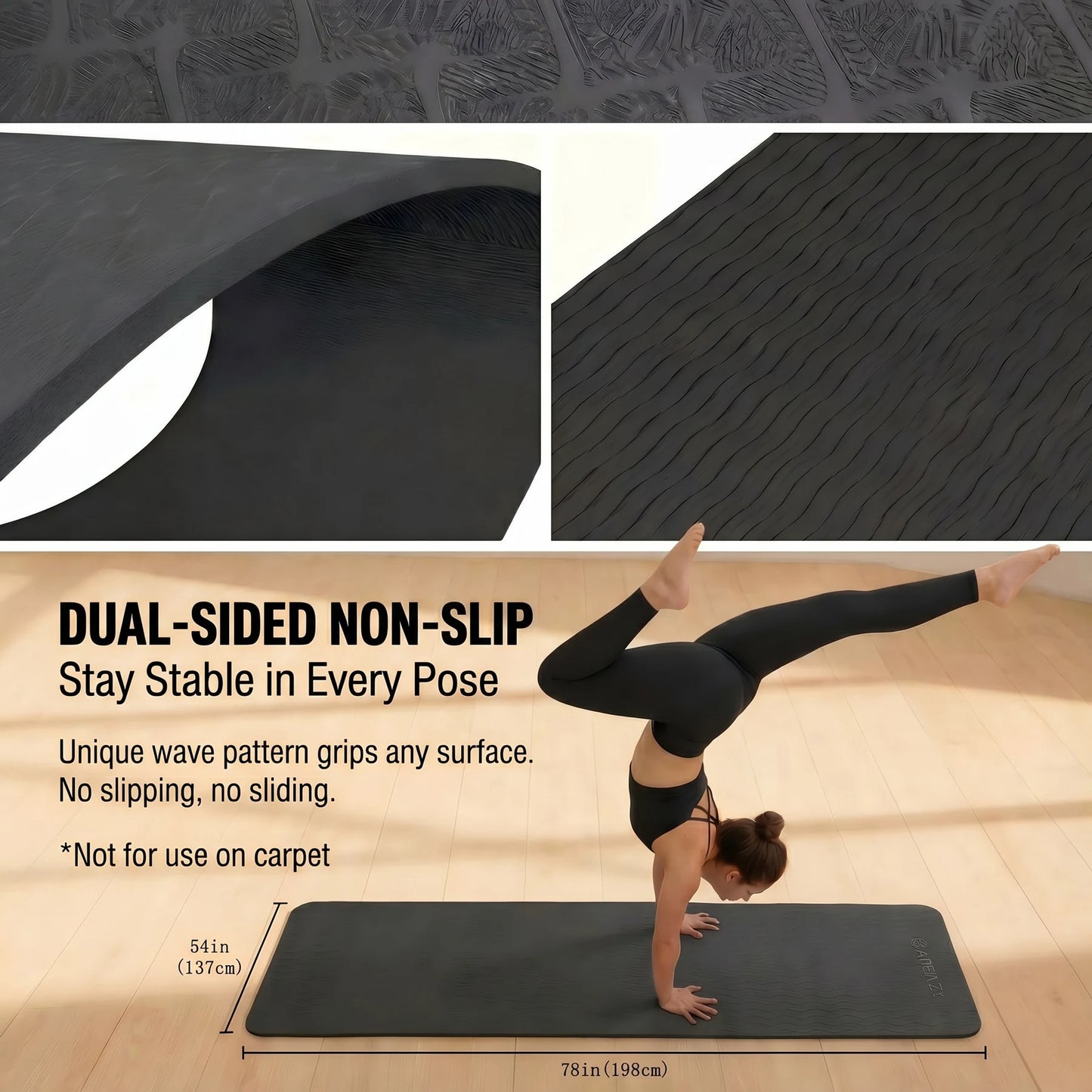 HAPBEAR TPE Double Sided Non Slip Yoga Exercise Mat