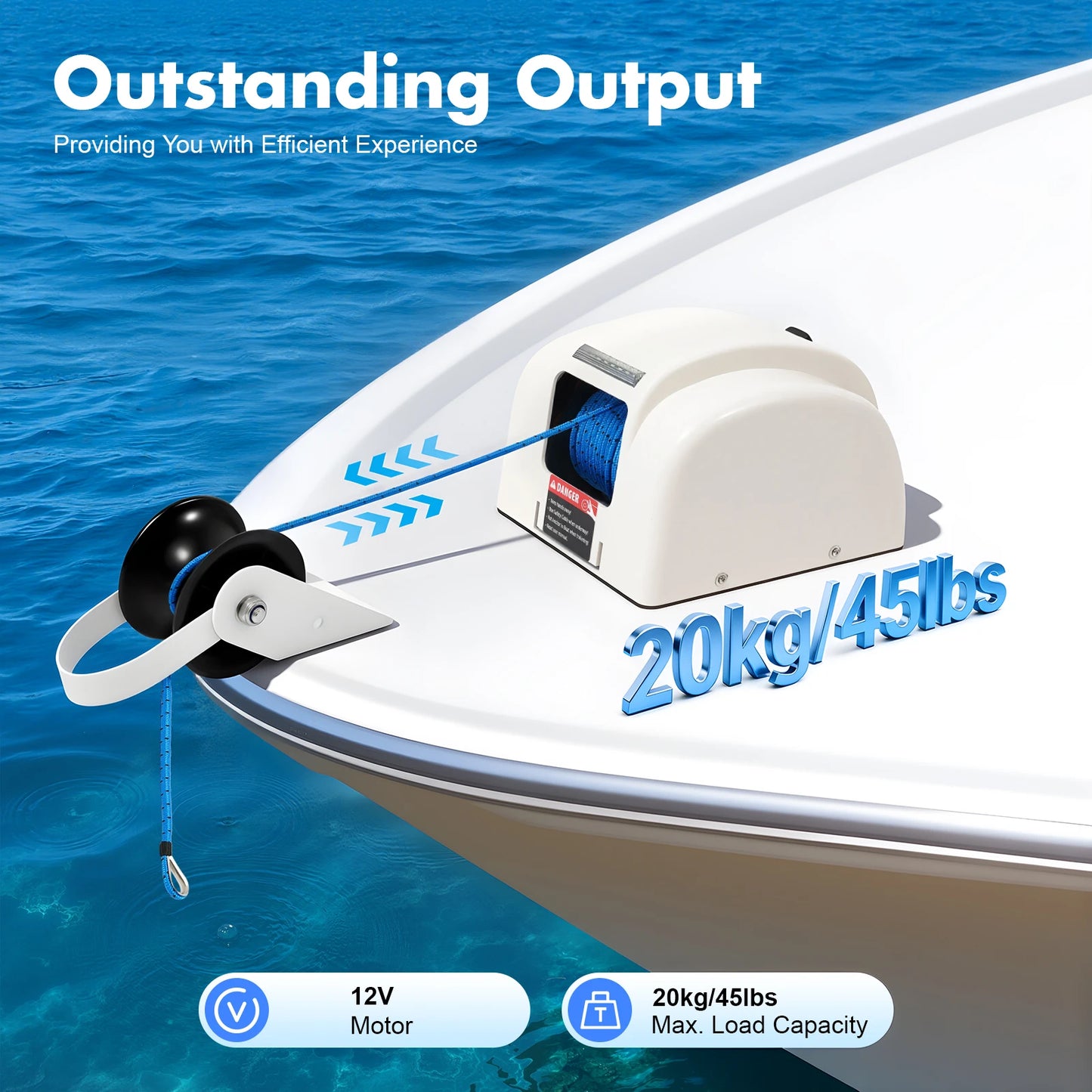 Electric Anchor Winch 12V 45Lbs With Remote Control Heavy Duty Automatic Hauler For Small Fishing Boats Saltwater Rated