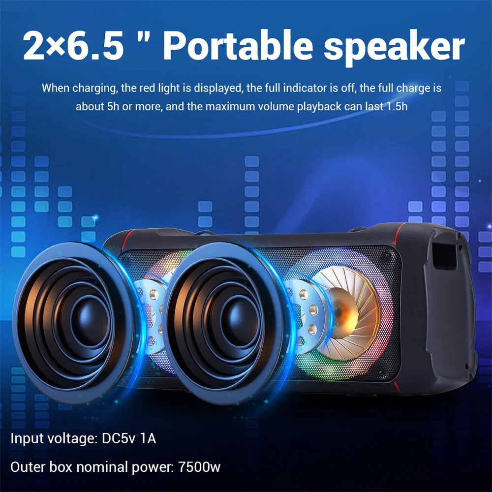CURUK Bluetooth Speaker LED Light Dual Subwoofer Portable Outdoor