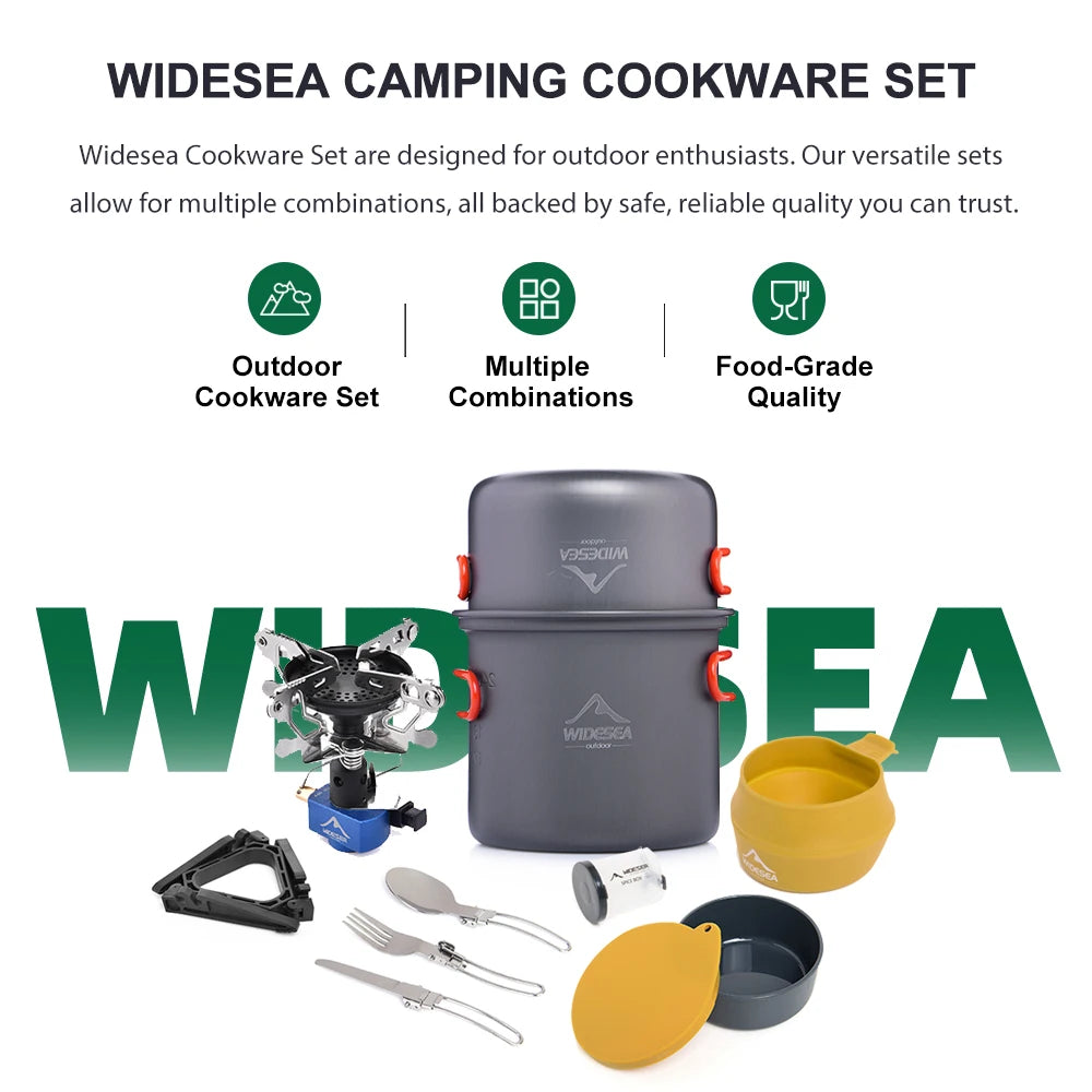 Widesea Camping Gas Stove Tableware Set Portable Outdoor Gear
