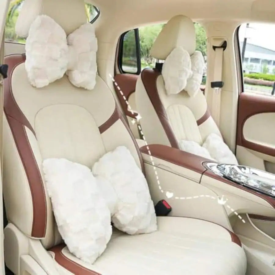 4 Pack Car Neck Pillow And Lumbar Support Cushion Bundle