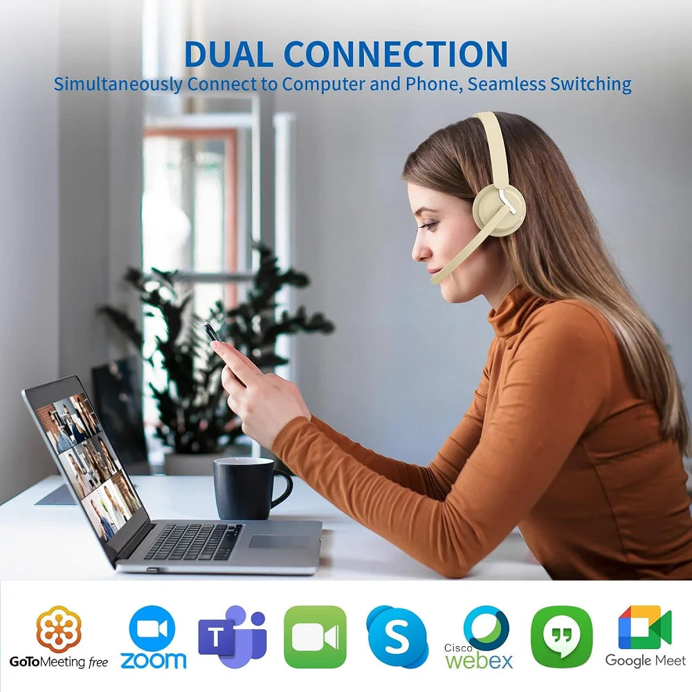 Rownfusny EH11 Wireless Bluetooth Headset With AI Noise Cancelling Mic