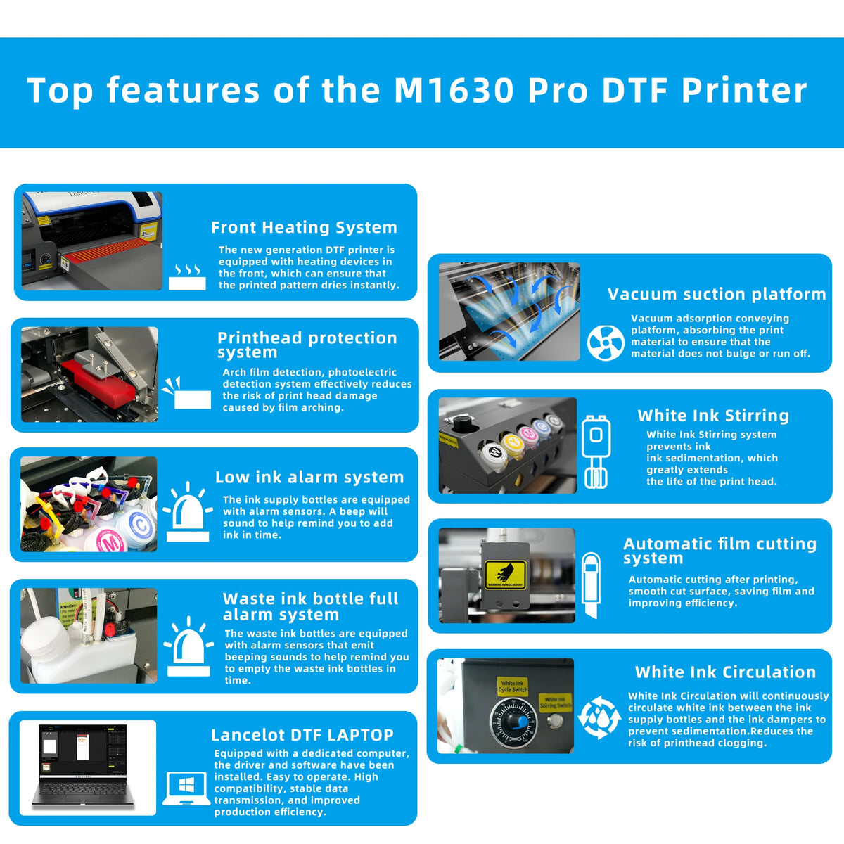 Lancelot A3 M1630 Pro DTF Printer Bundle – All-in-One Automatic T-Shirt Printing System with Powder Shaker & Heat Press Auto