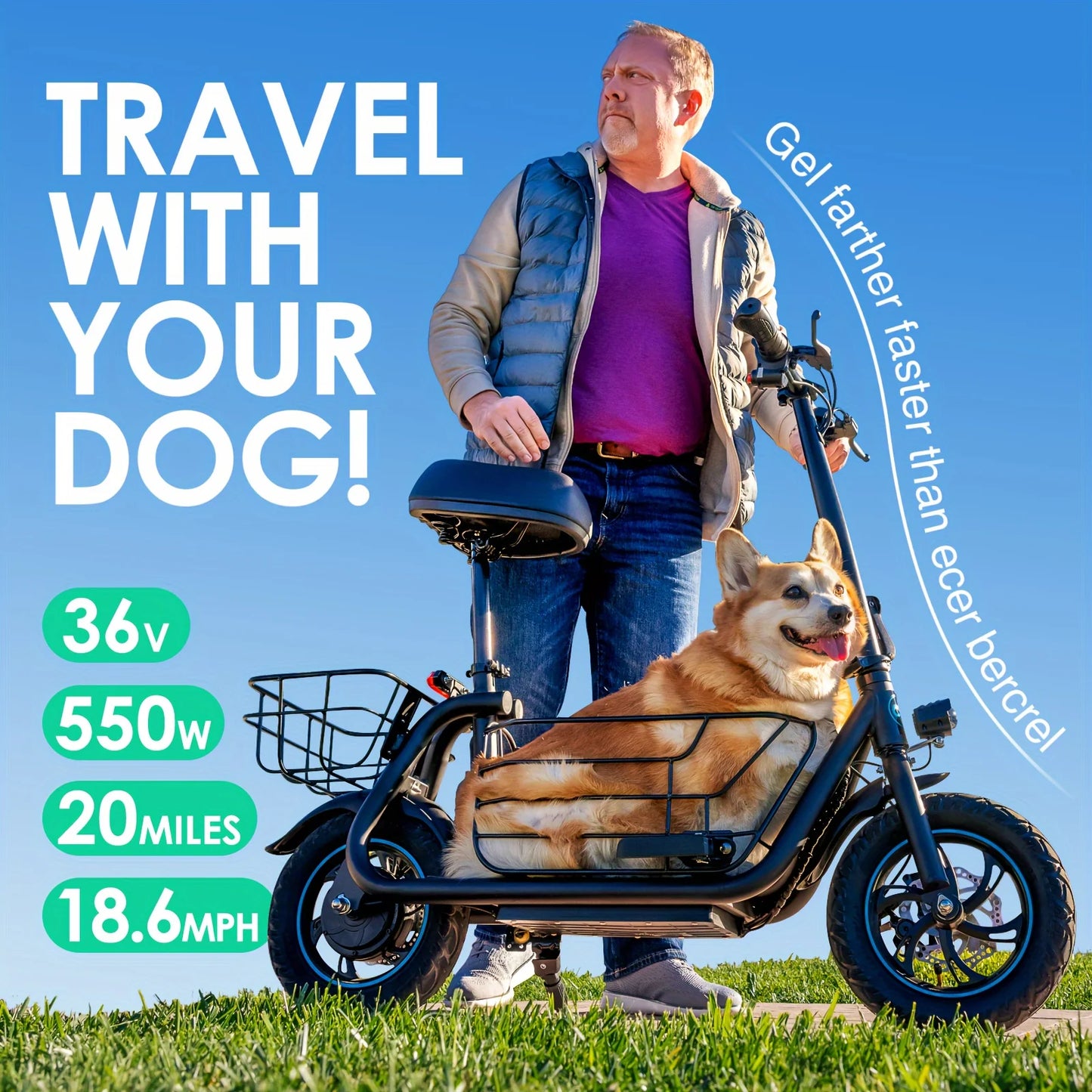 Gyroor Foldable Electric Scooter With Basket For Adults