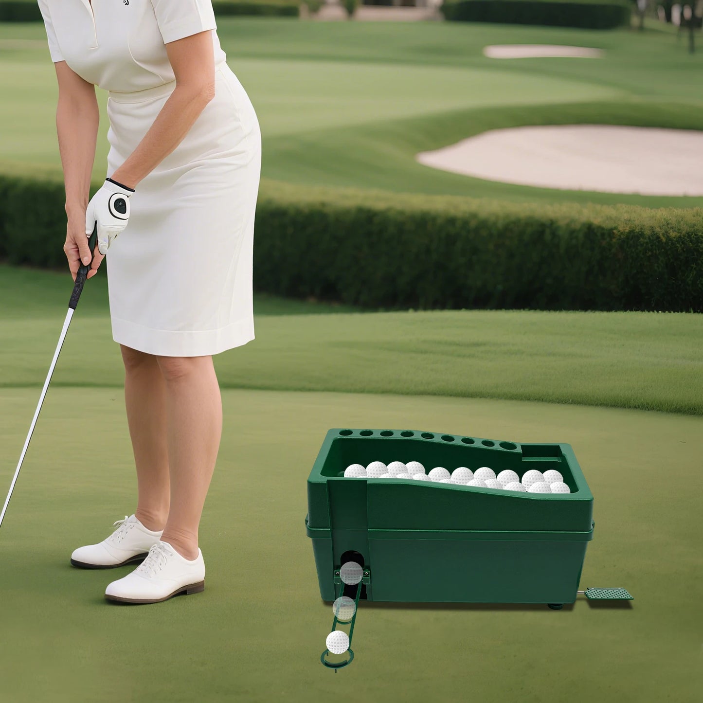 Automatic Golf Ball Dispenser For Beginners And Pros With Phone Holder Durable ABS Indoor Outdoor Practice Aid