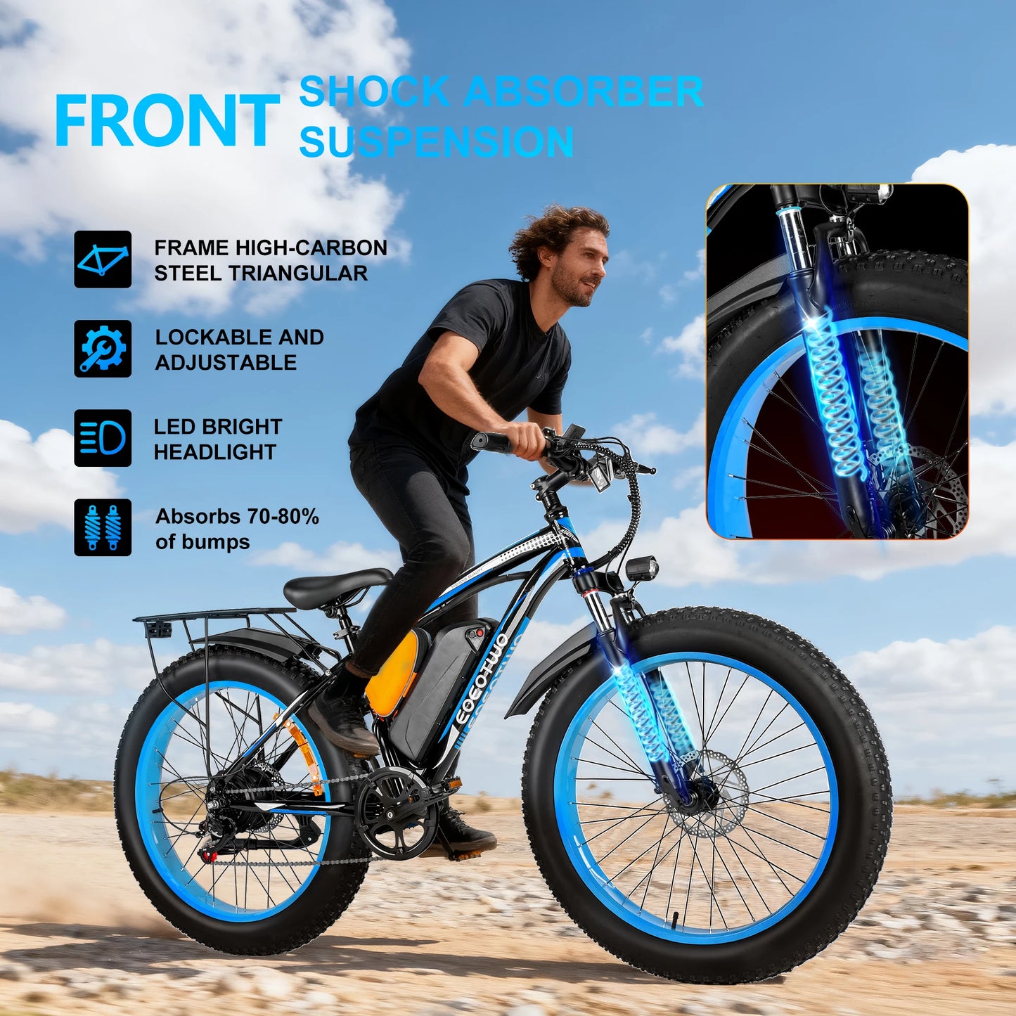 EOEOTWO 1500W 26 Inch Fat Tire Electric Bike For Adults With 960Wh Battery 70 Mile Range 30 MPH