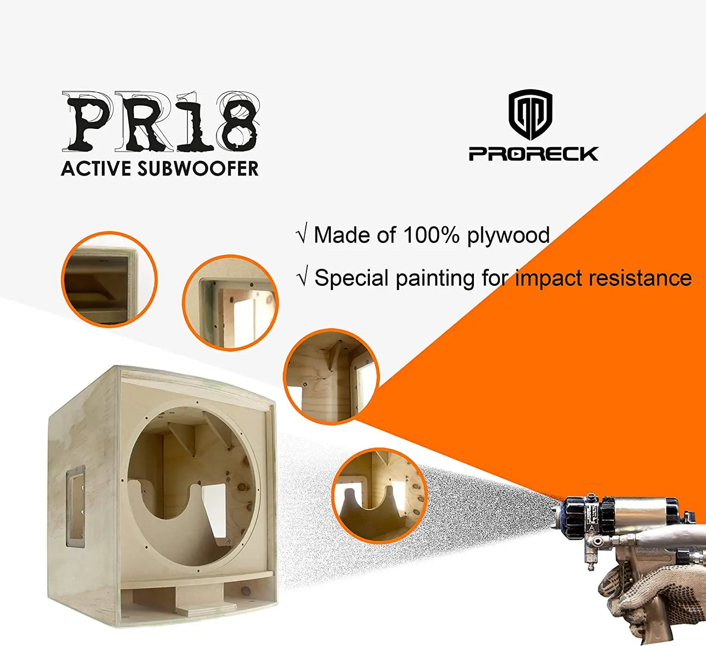 PRORECK PR18 Powered Subwoofer 2000W PMPO DJ PA Loudspeaker
