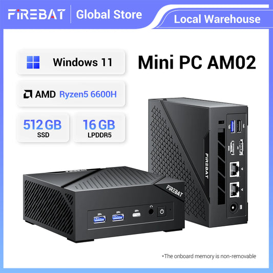 Firebat AM02 Mini Ryzen 5 6600H 16GB 512GB SSD Windows11
