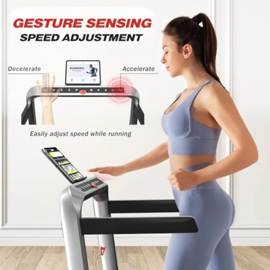 Folding Incline Walking Pad Treadmill With Handlebar for Home Fitness