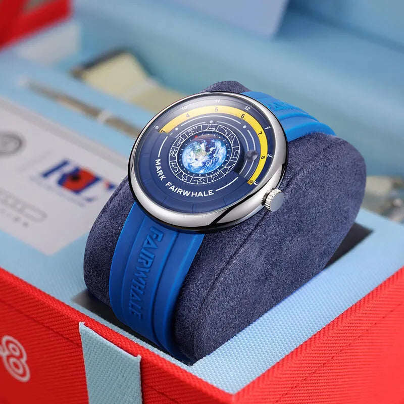 Mark Fairwhale Earth Constellation Dial Design Fashion Quartz Men's Wristwatch Waterproof Business Watch for Man Reloje Hombre