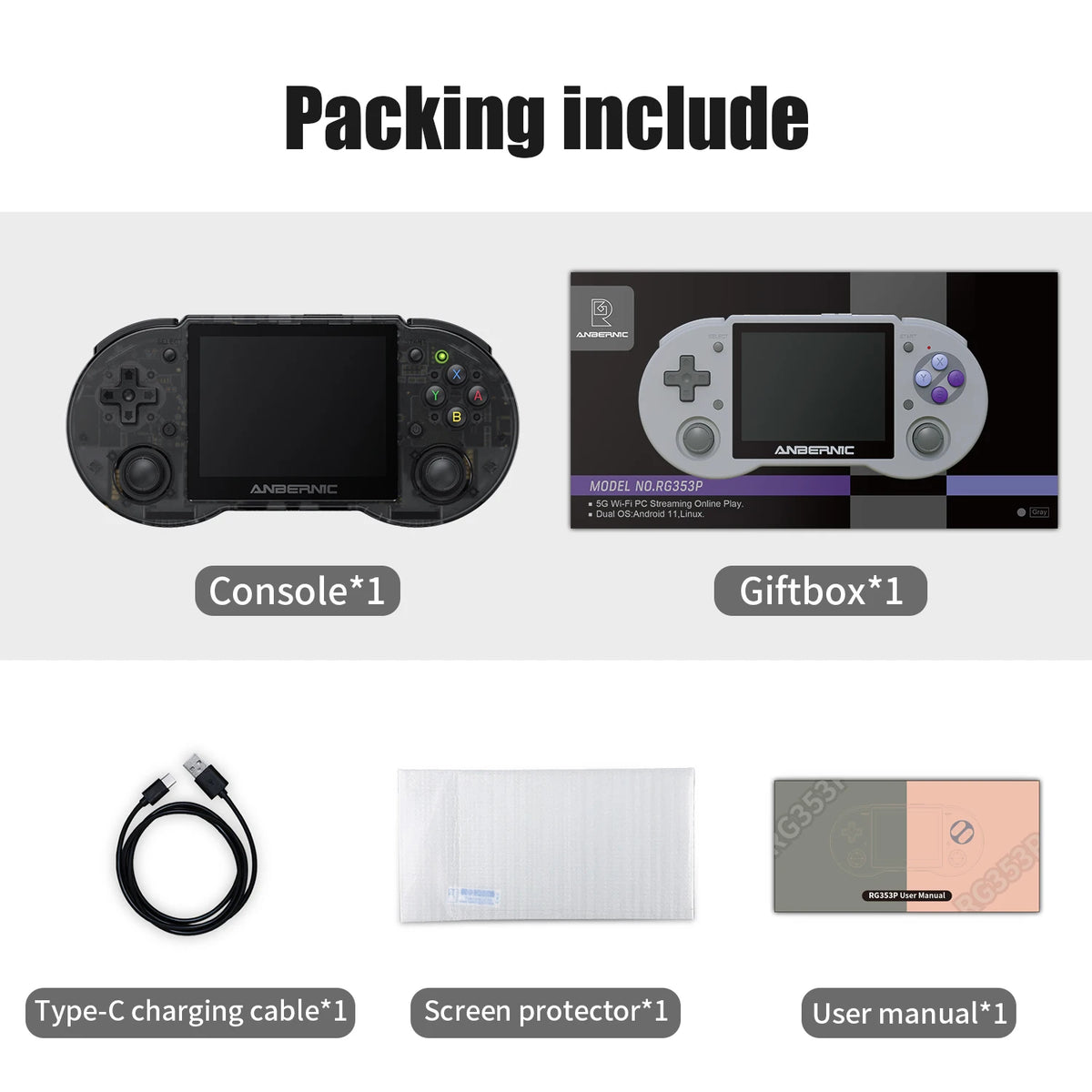 Anbernic RG353P Retro Handheld Gaming Console With Dual OS Support