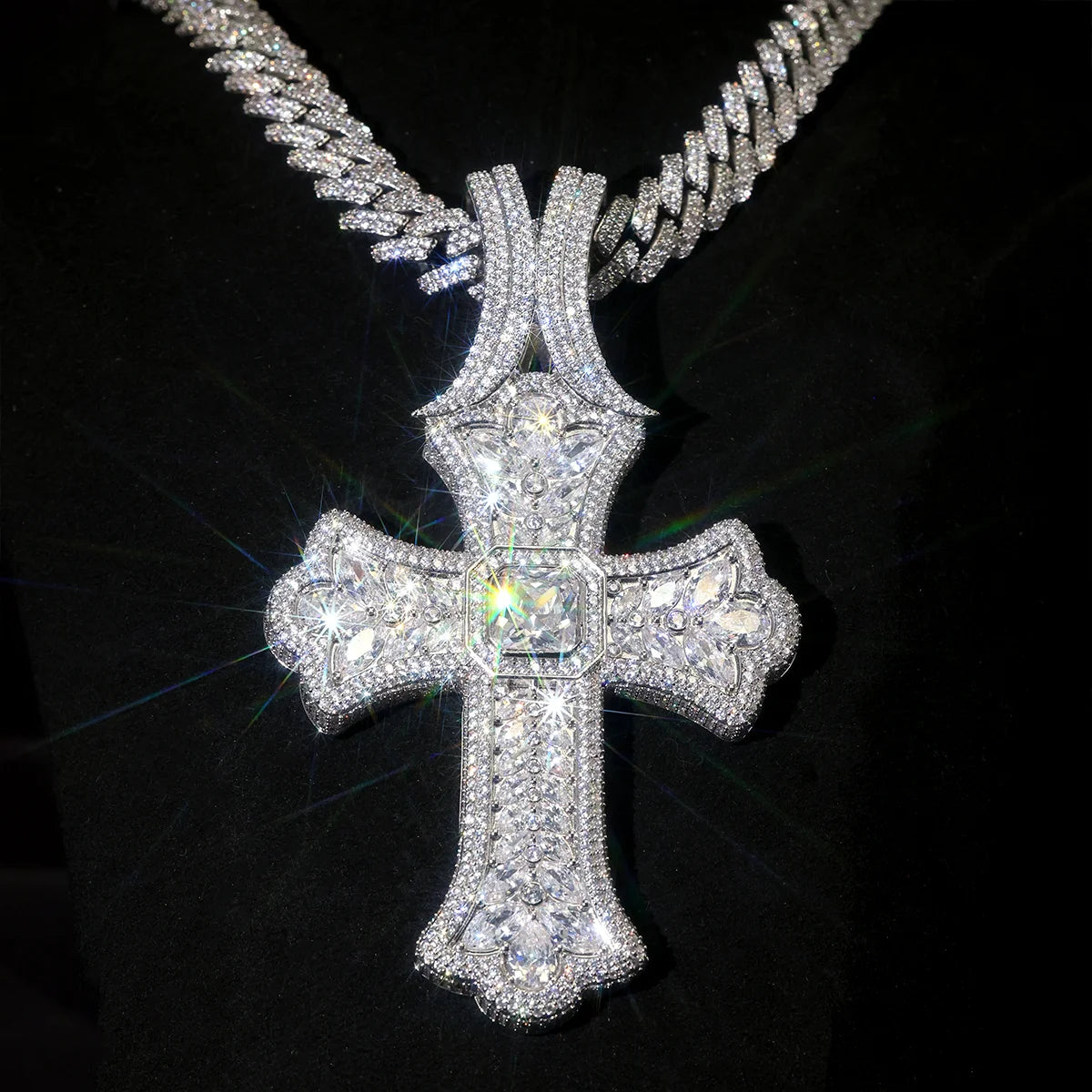 Lyee Cyee Iced Out Gothic Cross Pendant Cubic Zirconia