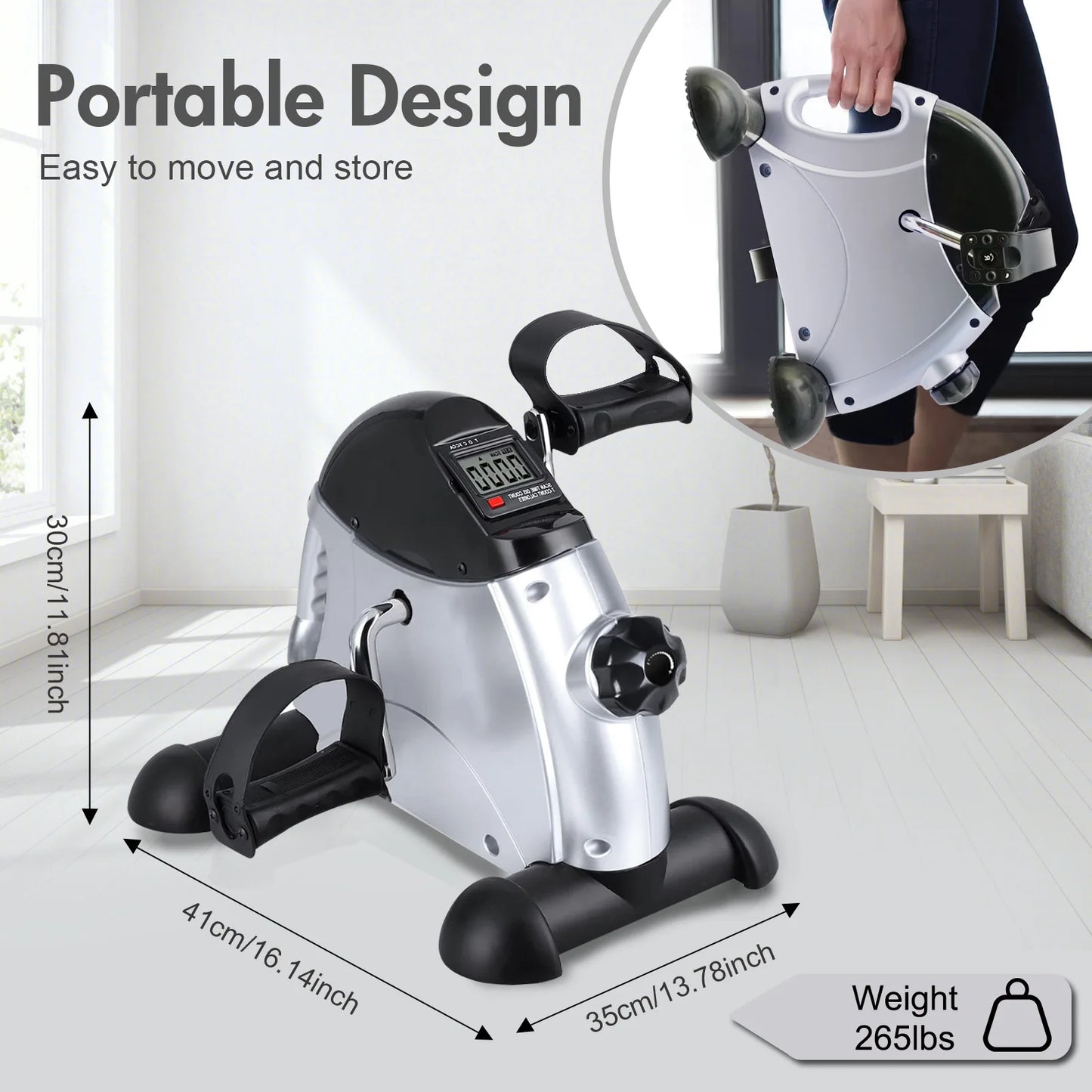 Motorized Mini Under Desk Pedal Exerciser Bike With Digital Display