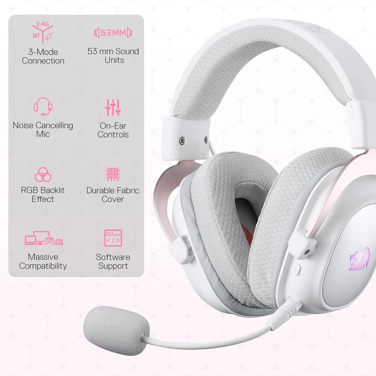 Redragon H510 Pro 3-Mode RGB Gaming Headset 7.1 Surround Sound