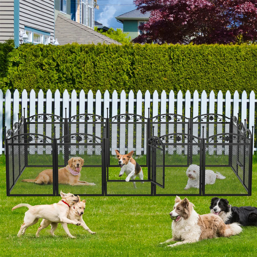 BINGOPAW Heavy Duty 8 Panel Dog Playpen With Waterproof Whelping Pad For Breeders And Pet Parents