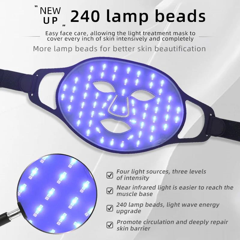 Silicone Wireless LED Face Mask Infrared Therapy Anti Aging Acne