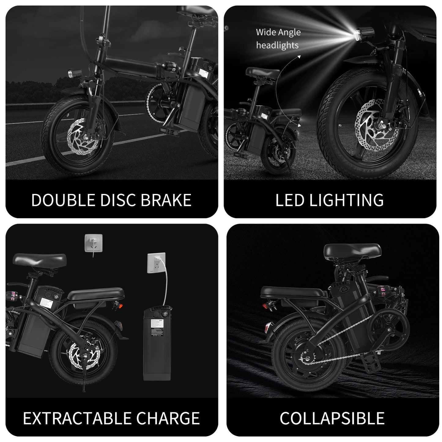 Terrosor T1 Folding Electric Bike 500W 14Inches Dual Disc Brakes for Adult Commuters
