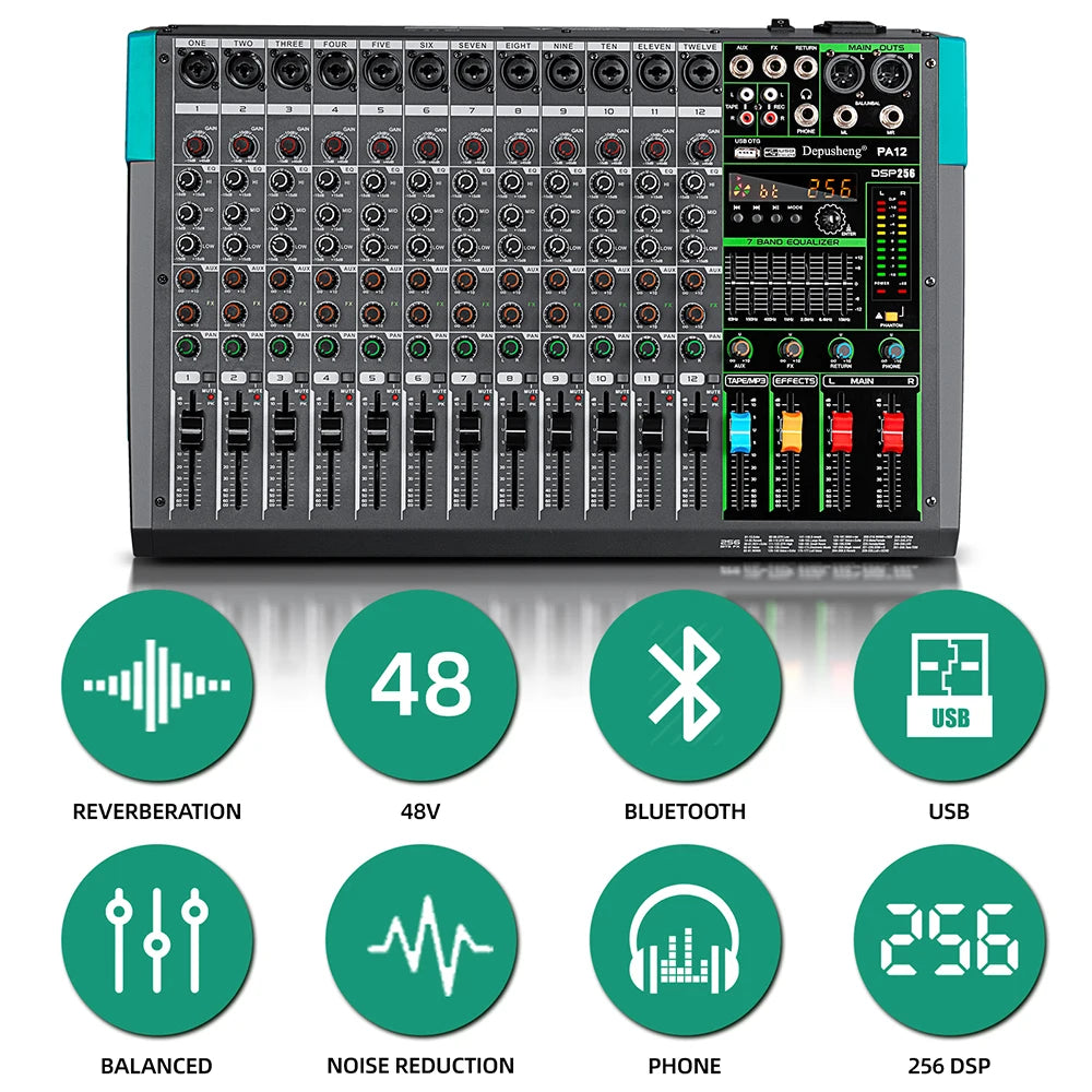 Depusheng MG Audio Mixer 6 8 12 16 Channel DJ Console