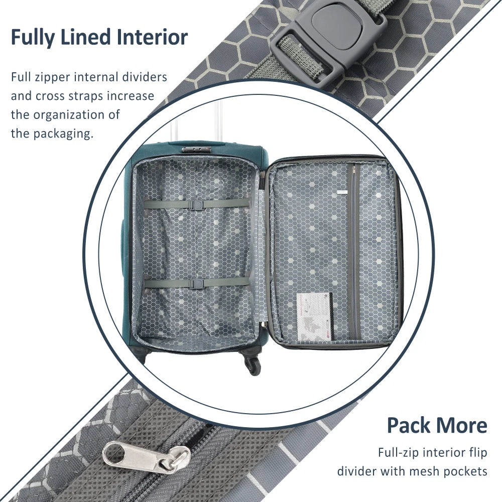 Softside Luggage Expandable Three-Piece Set With TSA Lock