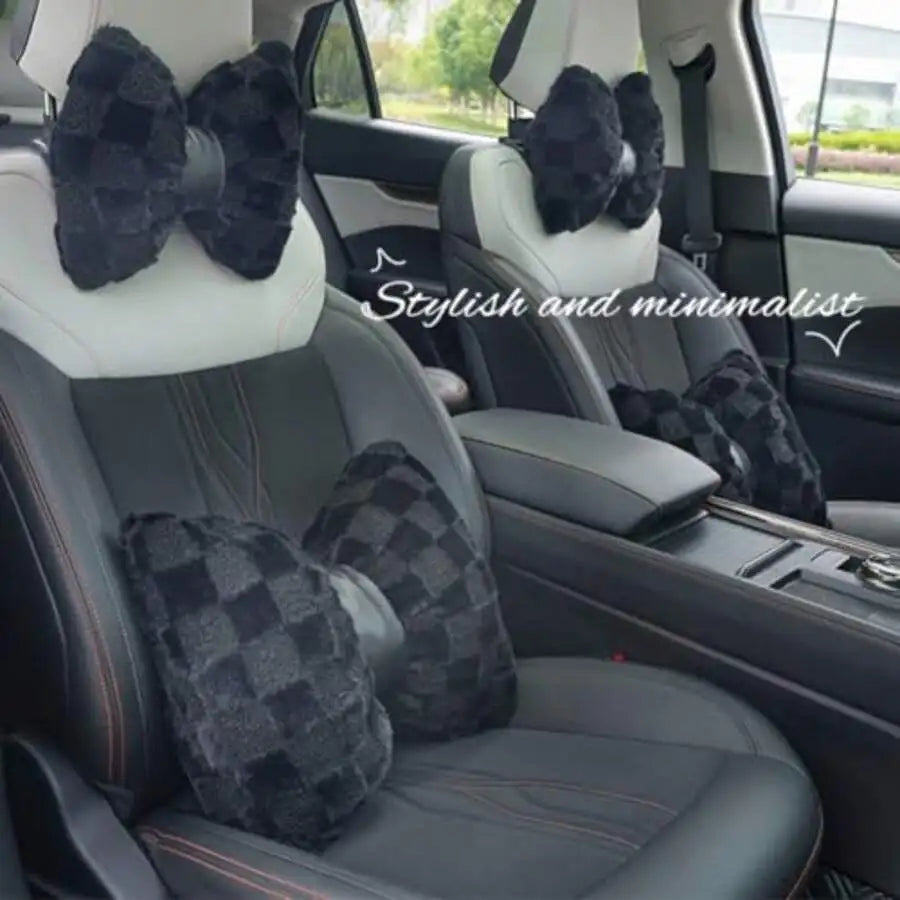 4 Pack Car Neck Pillow And Lumbar Support Cushion Bundle