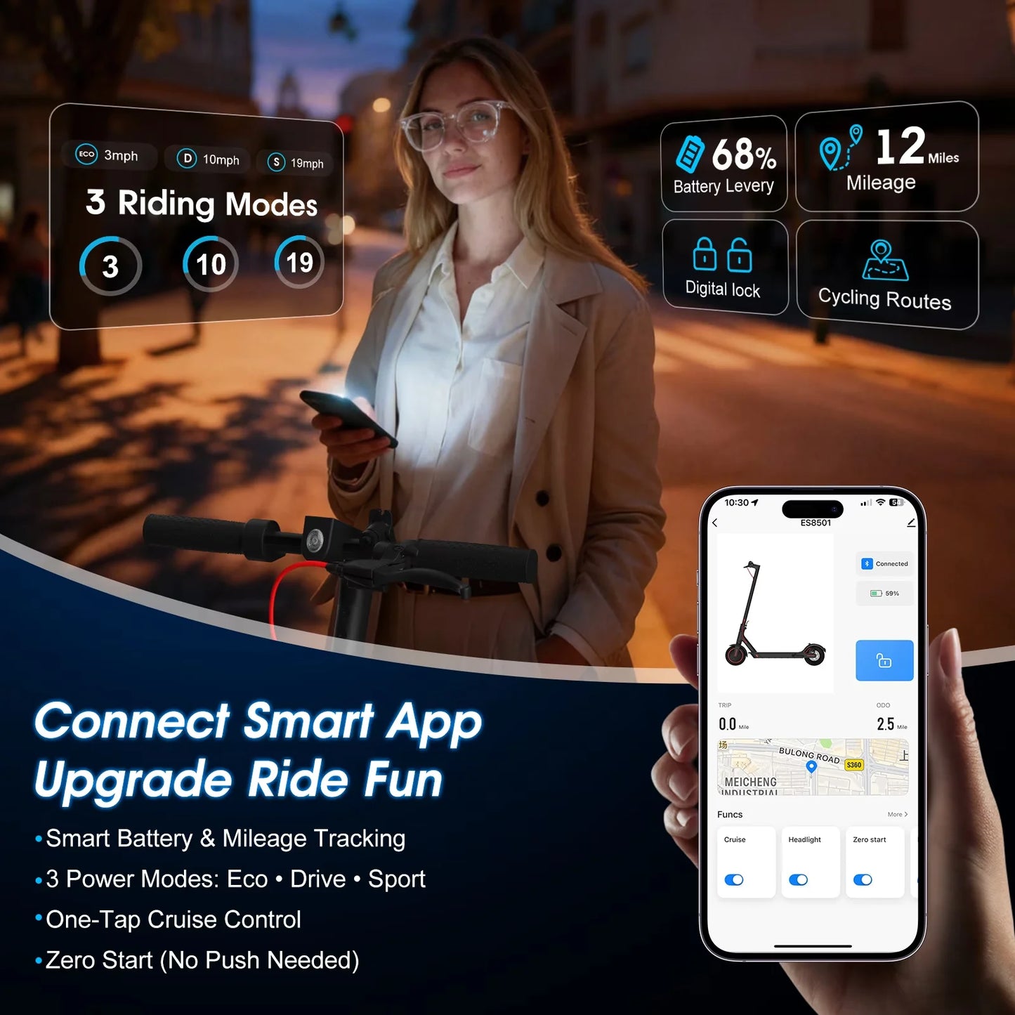 Obx 350W Electric Scooter Foldable 21 Mile Range
