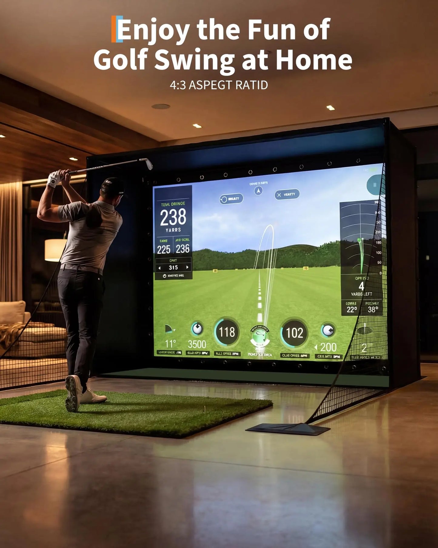 Golf Simulator Enclosure Package With Impact Screen Guard