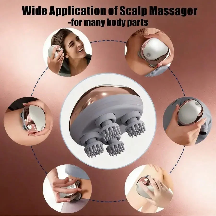 Portable Octopus Claw Scalp Massager Rechargeable Vibrating Head Kneader Tool
