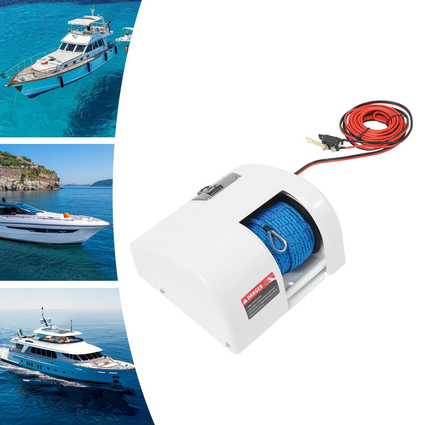 12V Electric Anchor Winch Windlass Kit for Saltwater Boats With Remote Bracket