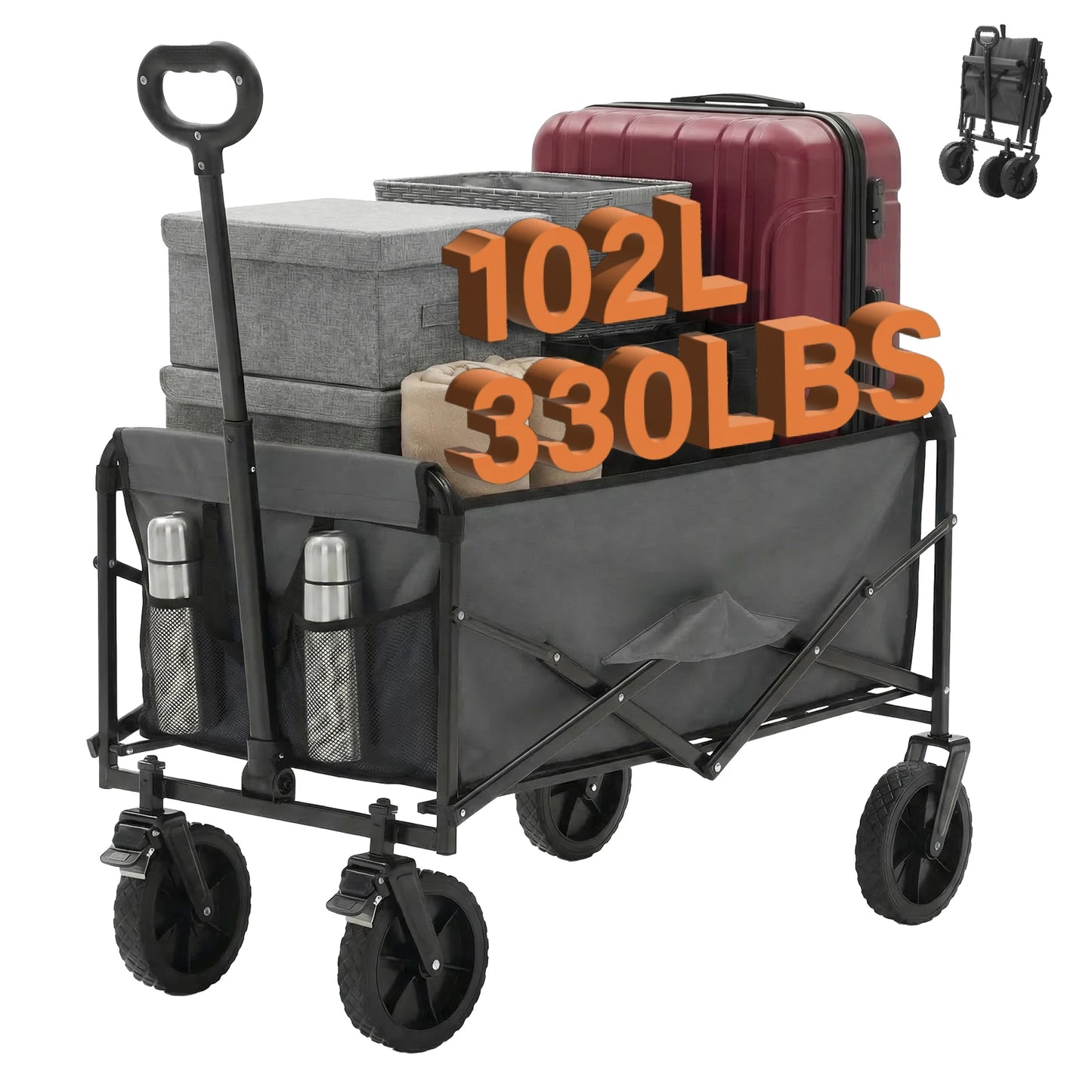 JHK Heavy Duty Collapsible Wagon Cart With 330 Lb Capacity