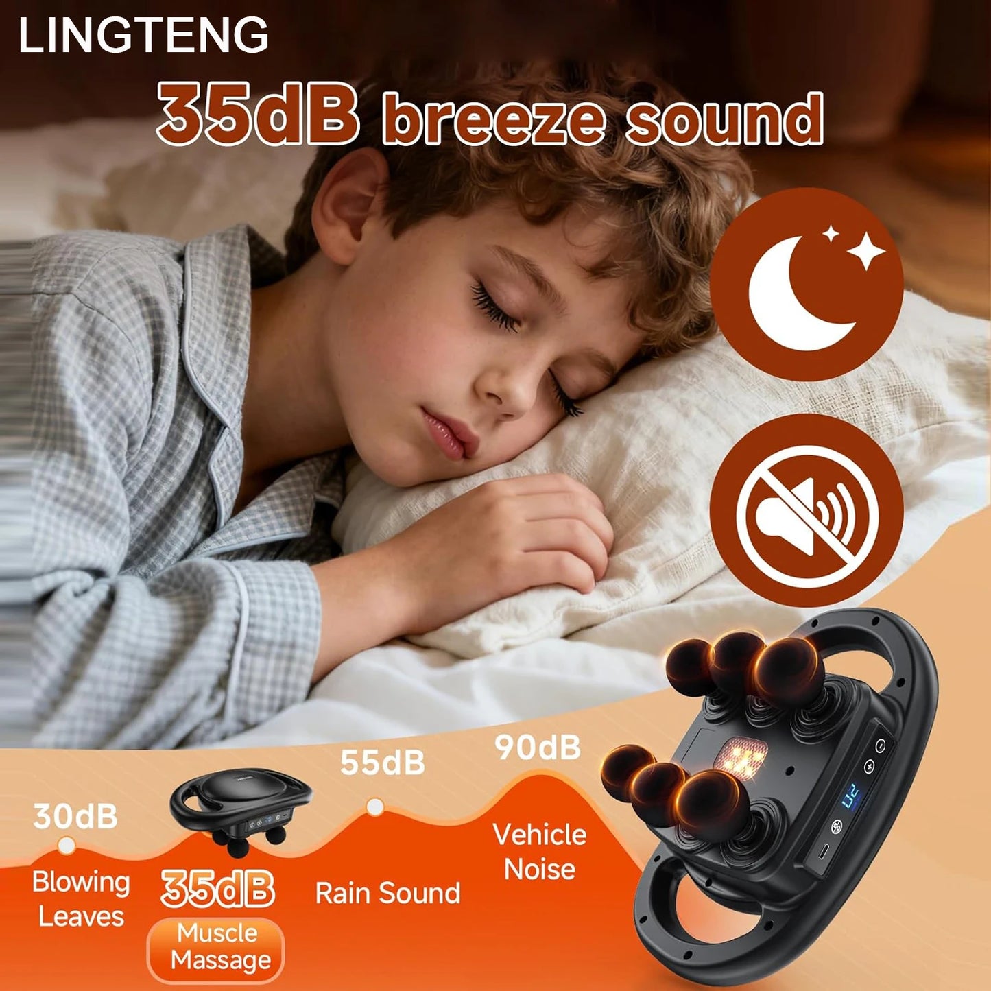 LINGTENG Deep Tissue Massage Gun With Six Heads And Modes